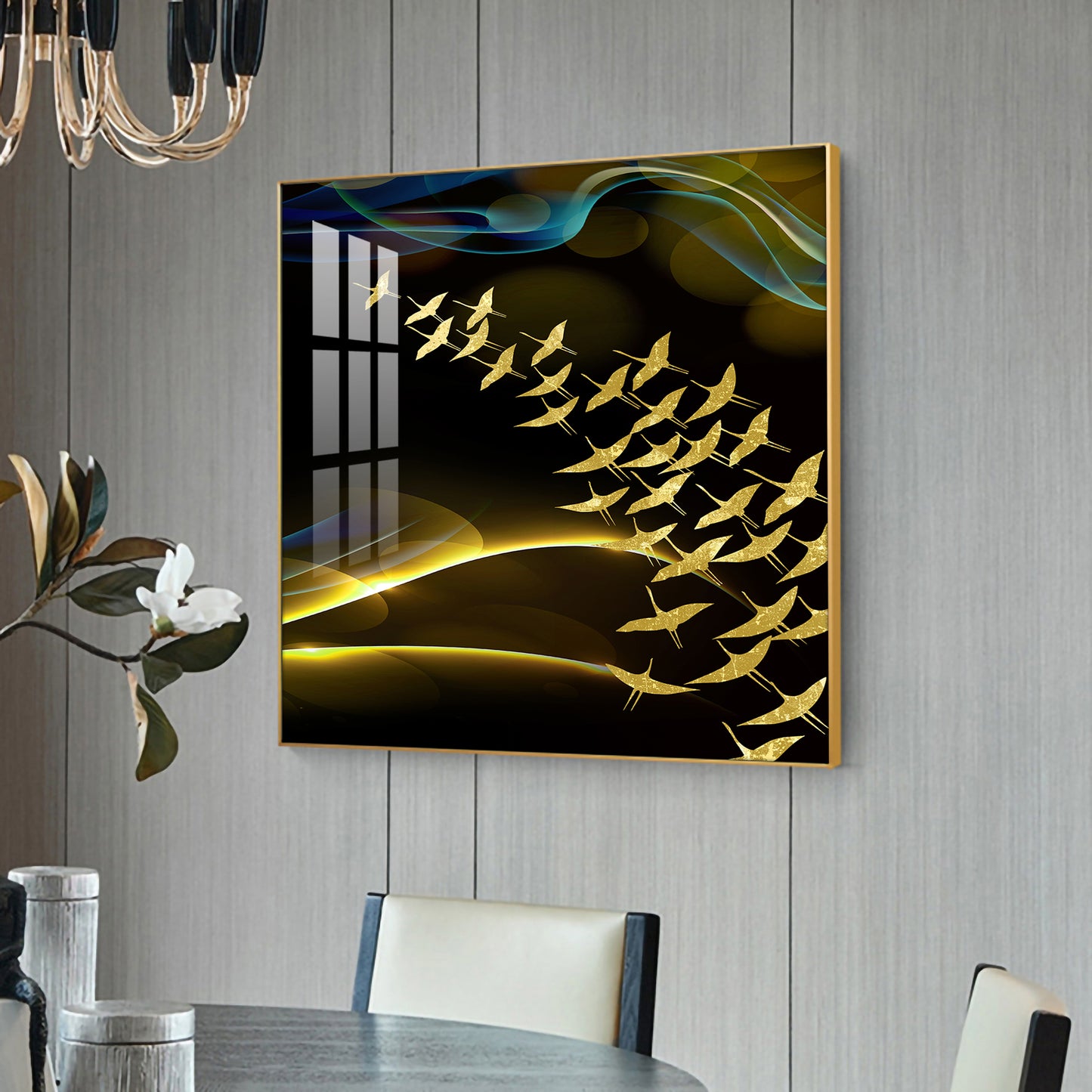 Horizon of Wings Glass Finish Square Wall Art