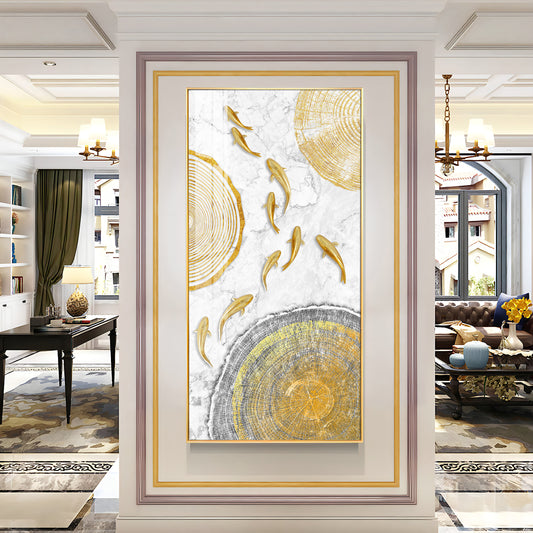Radiant Fins Glass Finish Vertical Wall Art