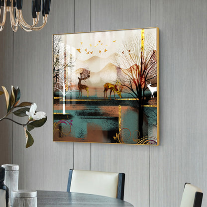 Modern Wildlife Glass Finish Square Wall Art