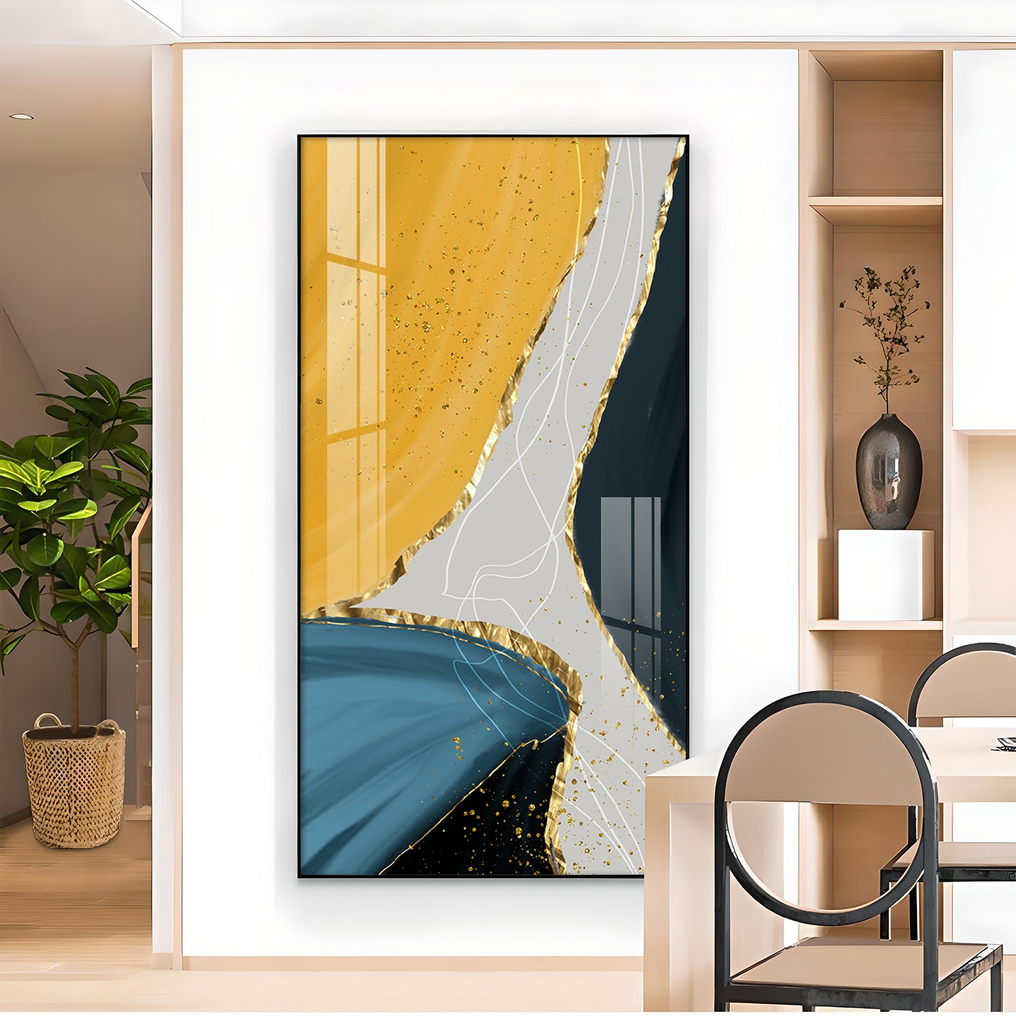 Luminous Depths Glass Finish Vertical Wall Art