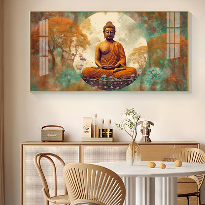 Ancient Buddha Glass Finish Horizontal Wall Art