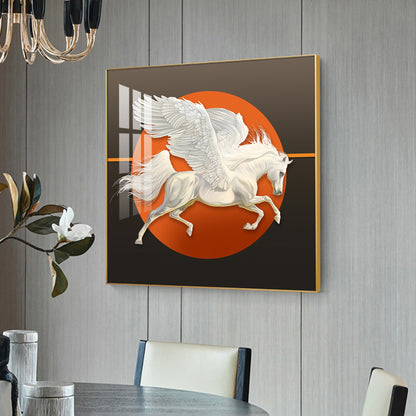 Aurora Pegasus Glass Finish Square Wall Art