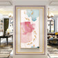 Pink and Blue Floral Glass Finish Vertical Wall Art