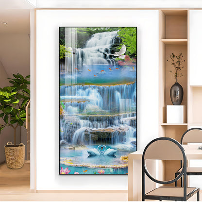 Ethereal Waterscape Glass Finish Vertical Wall Art