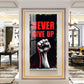 Never Give Up Glass Finish Vertical Wall Art