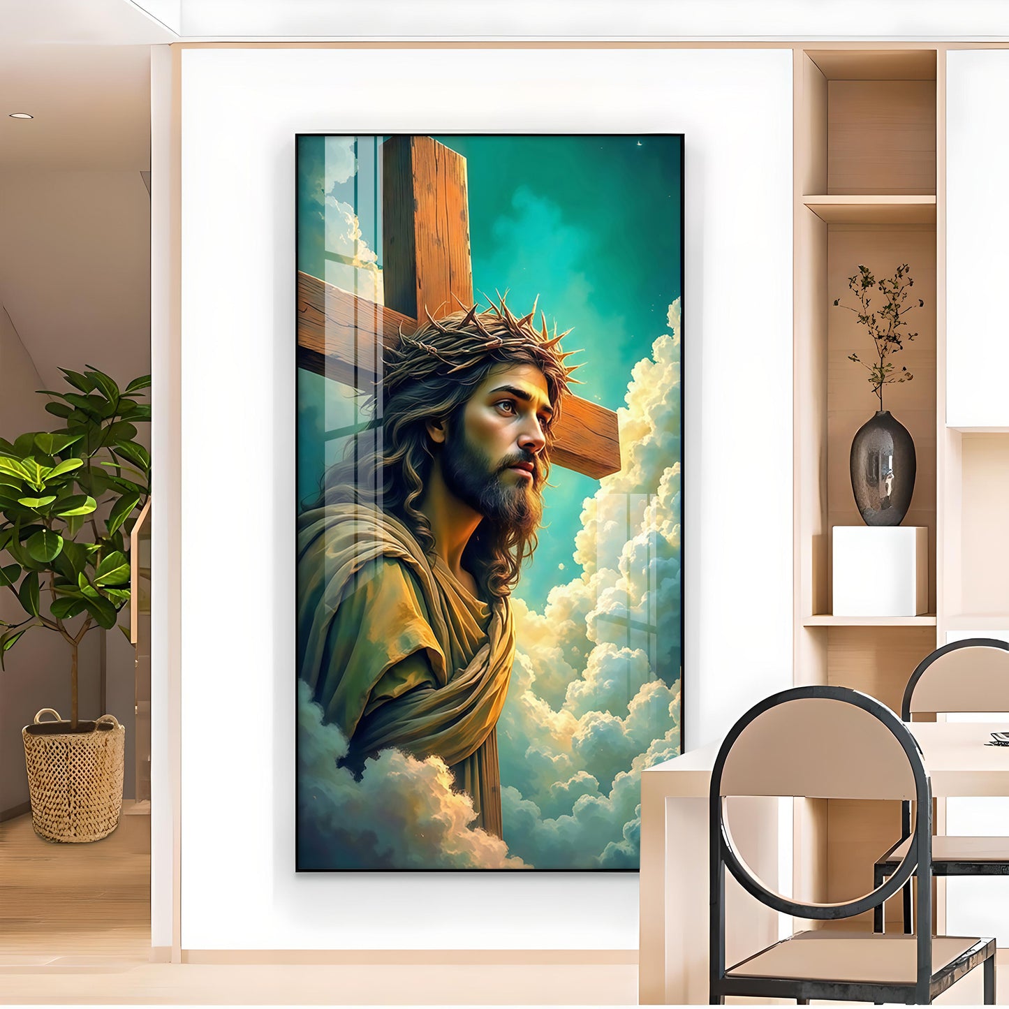 Jesus Christ Glass Finish Vertical Wall Art