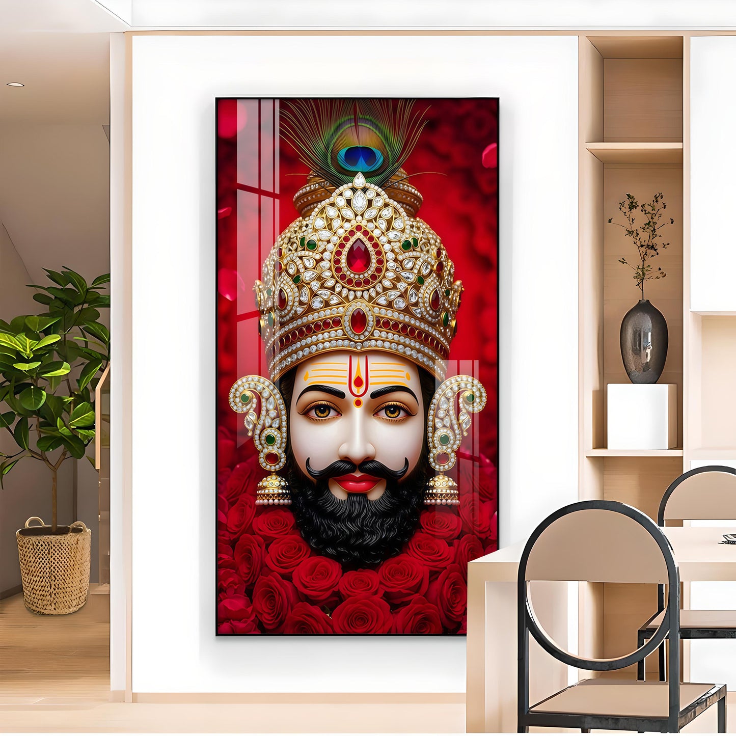 Shyam Baba Glass Finish Vertical Wall Art
