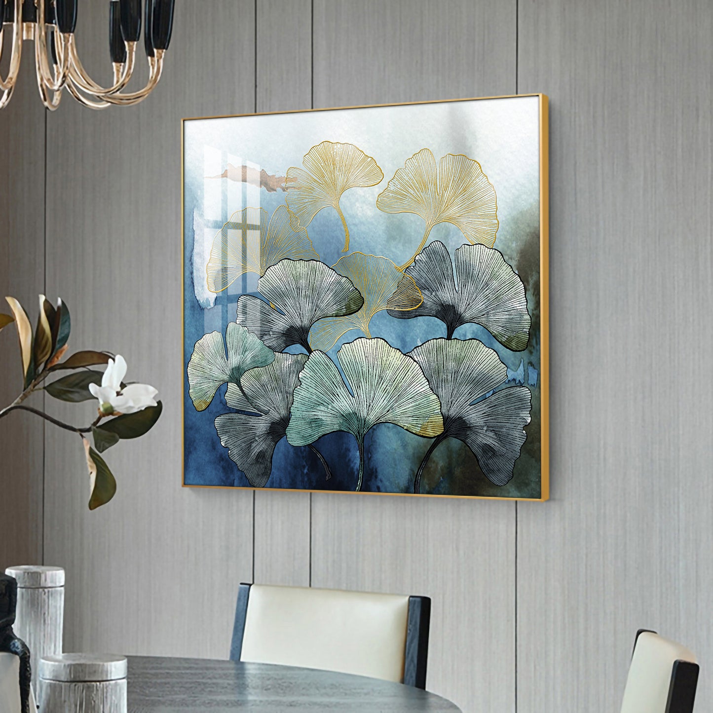 Tranquil Blossom Glass Finish Square Wall Art