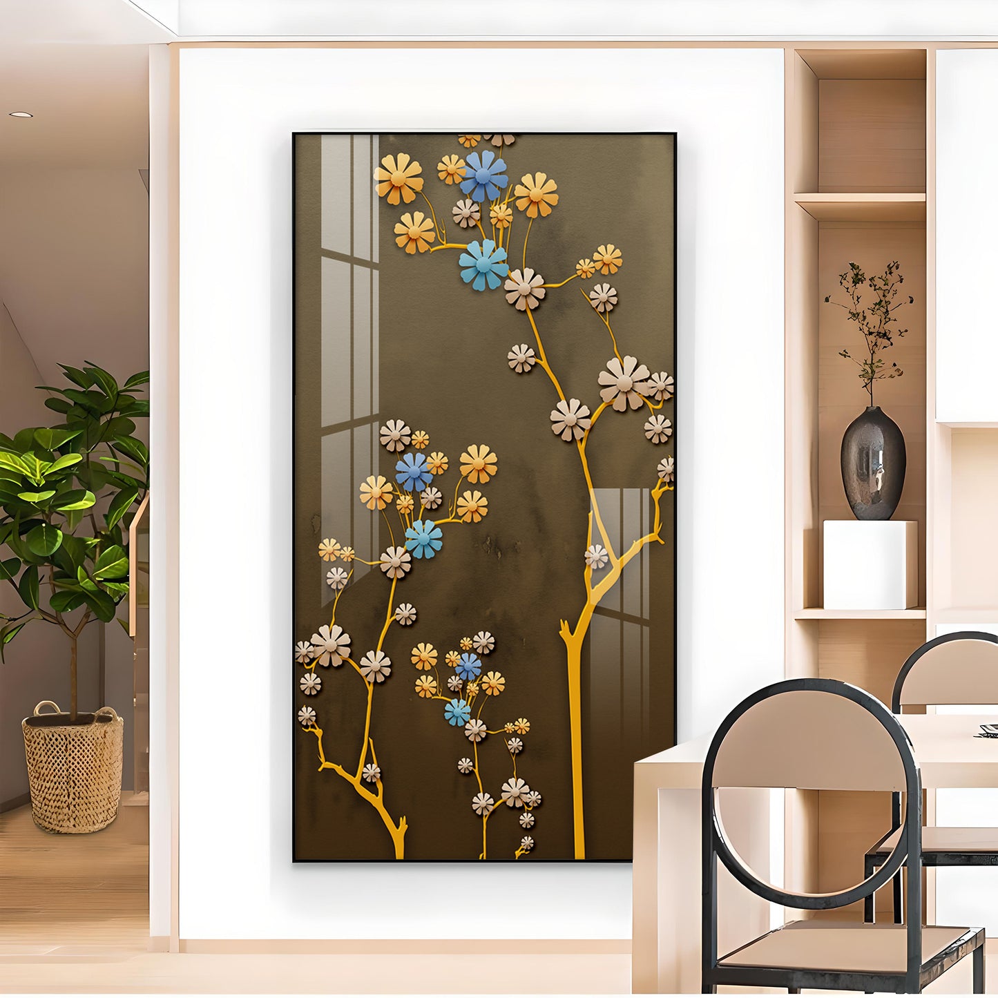 Blossom Mural Glass Finish Vertical Wall Art