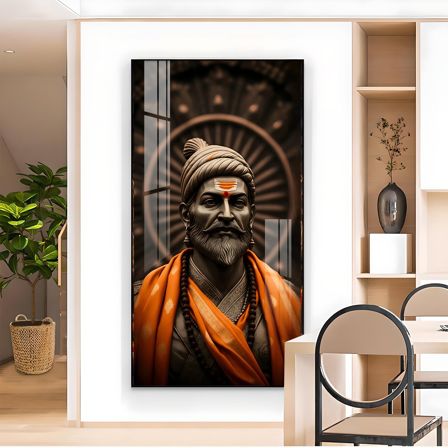 Chhatrapati Shivaji Maharaj Ji Glass Finish Vertical Wall Art
