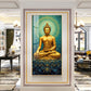 Golden Buddha's Energetic Wisdom Glass Finish Vertical Wall Art