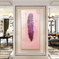 Pink Plume Glass Finish Vertical Wall Art