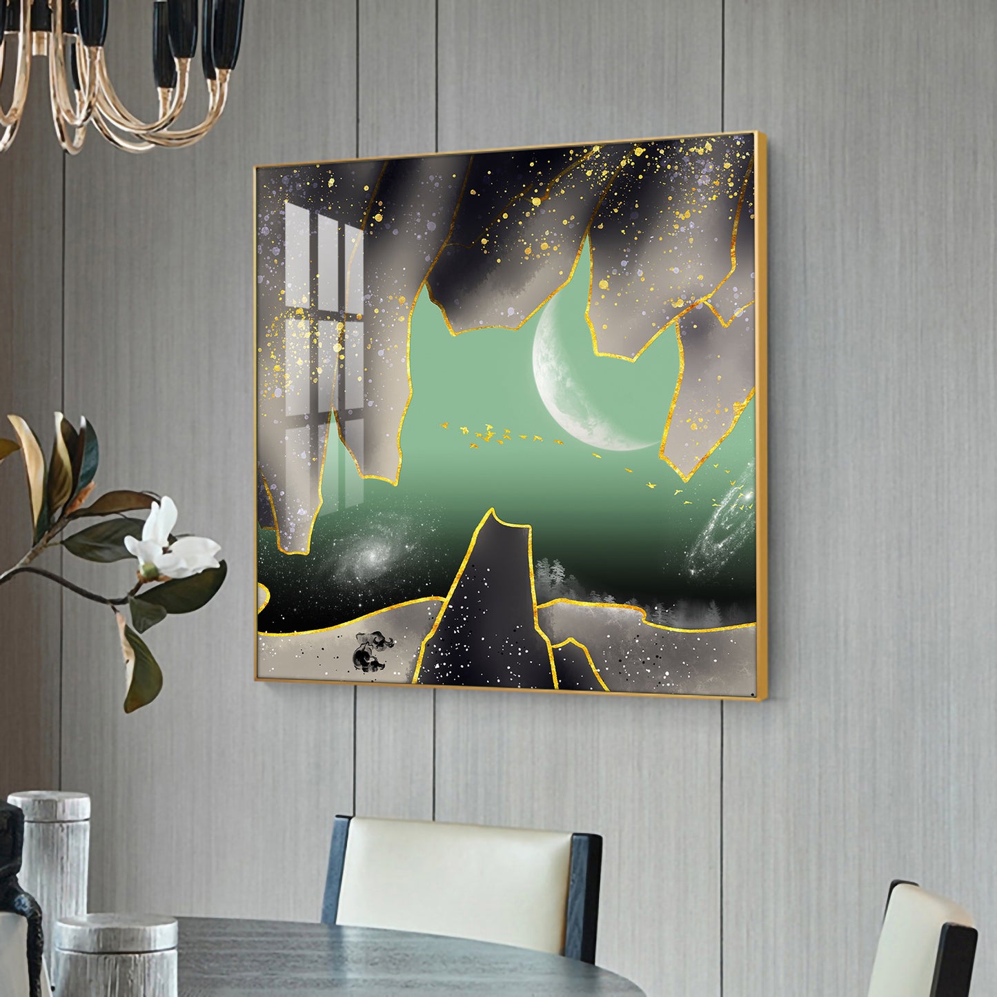 Moonbeam Majesty Glass Finish Square Wall Art