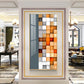 Multiple Abstract Blocks Glass Finish Vertical Wall Art