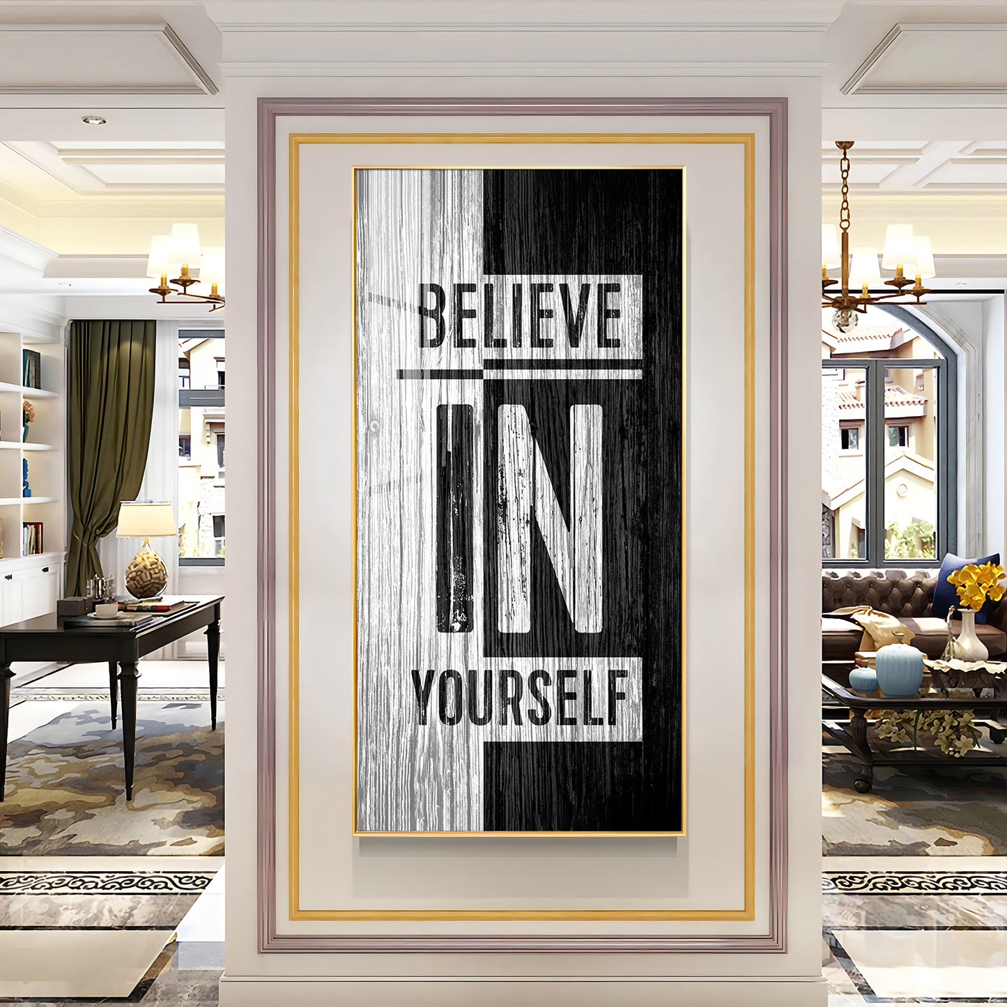 Believe In Yourself Motivational Glass Finish Vertical Wall Art