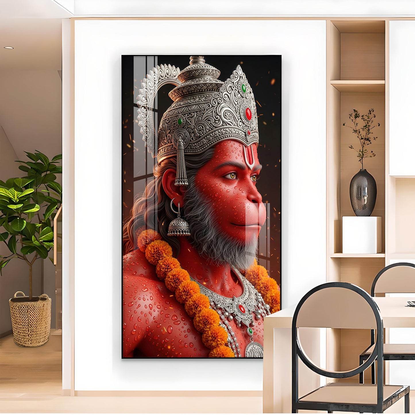 Jai Shri Bajarang Bali Glass Finish Vertical Wall Art