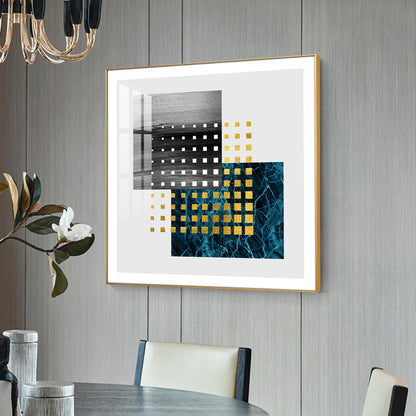 Golden Noir Mosaic Glass Finish Square Wall Art