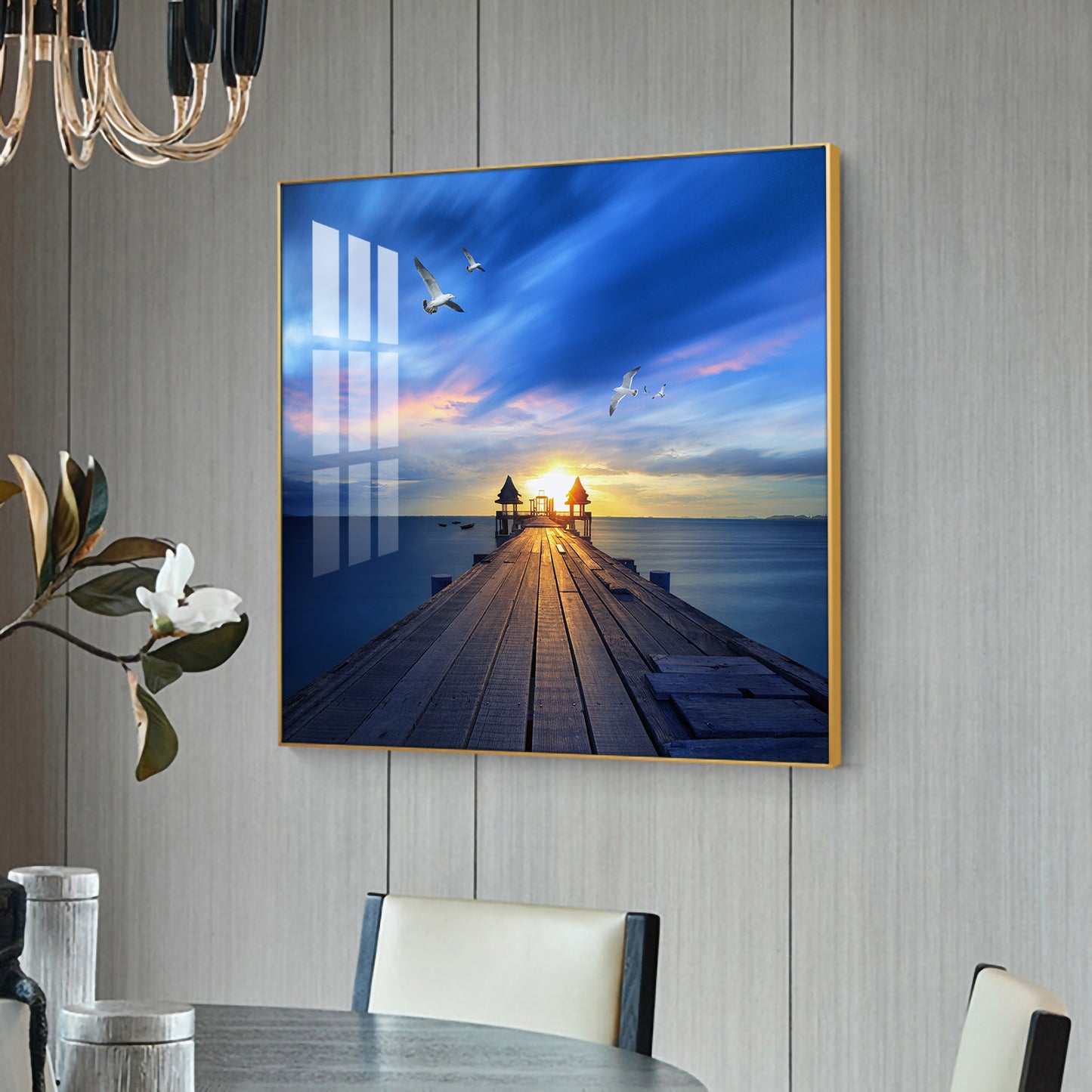 Sunset Vision Glass Finish Square Wall Art