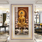 Meditating Budha With Swarn Glass Finish Vertical Wall Art