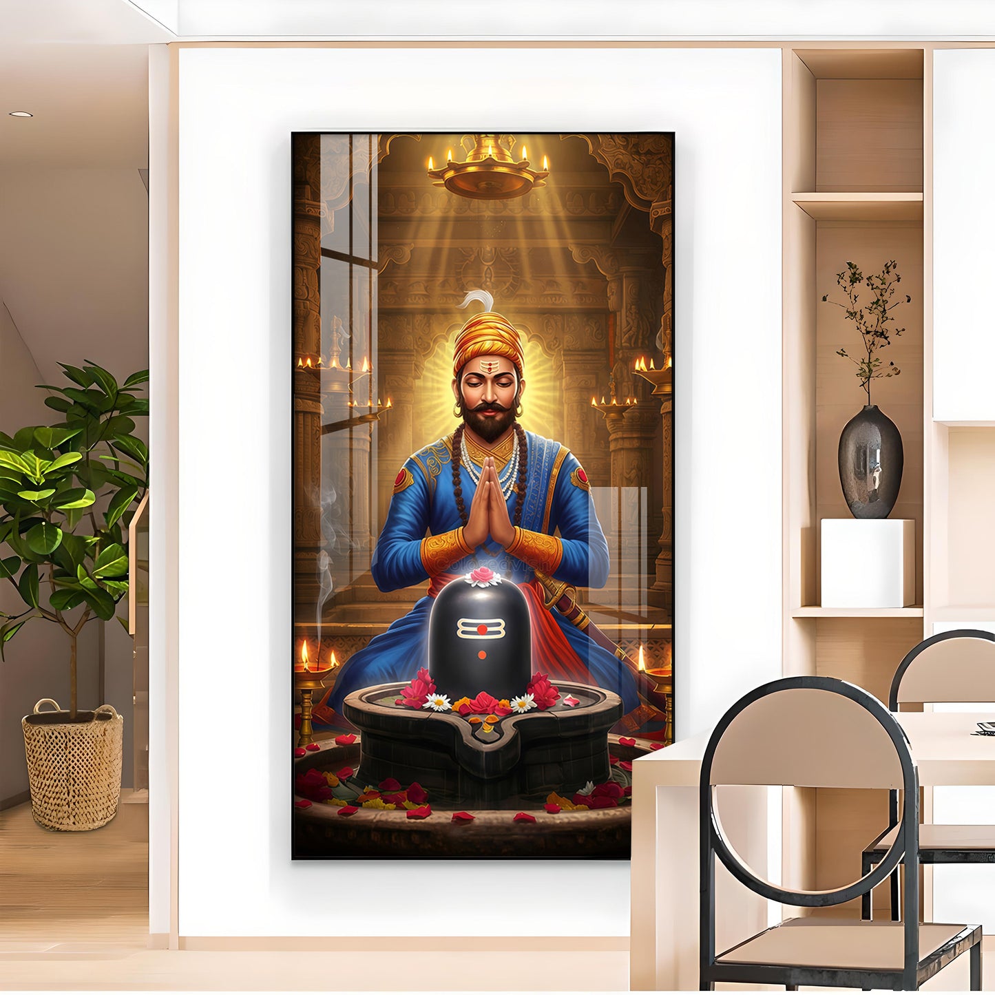 Chhatrapati Sambhaji Maharaj Glass Finish Vertical Wall Art