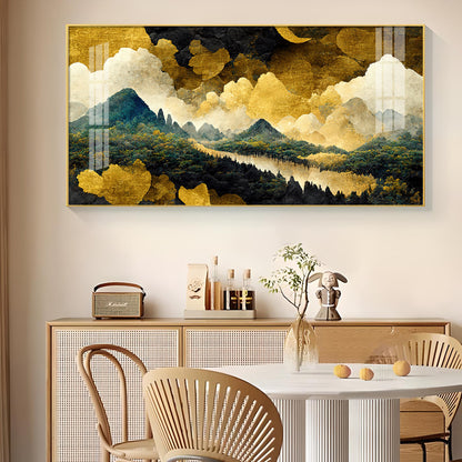 Golden Skies Glass Finish Horizontal Wall Art