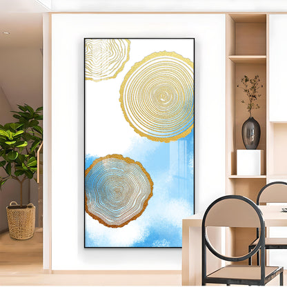 Blue Serenity Rings Glass Finish Vertical Wall Art