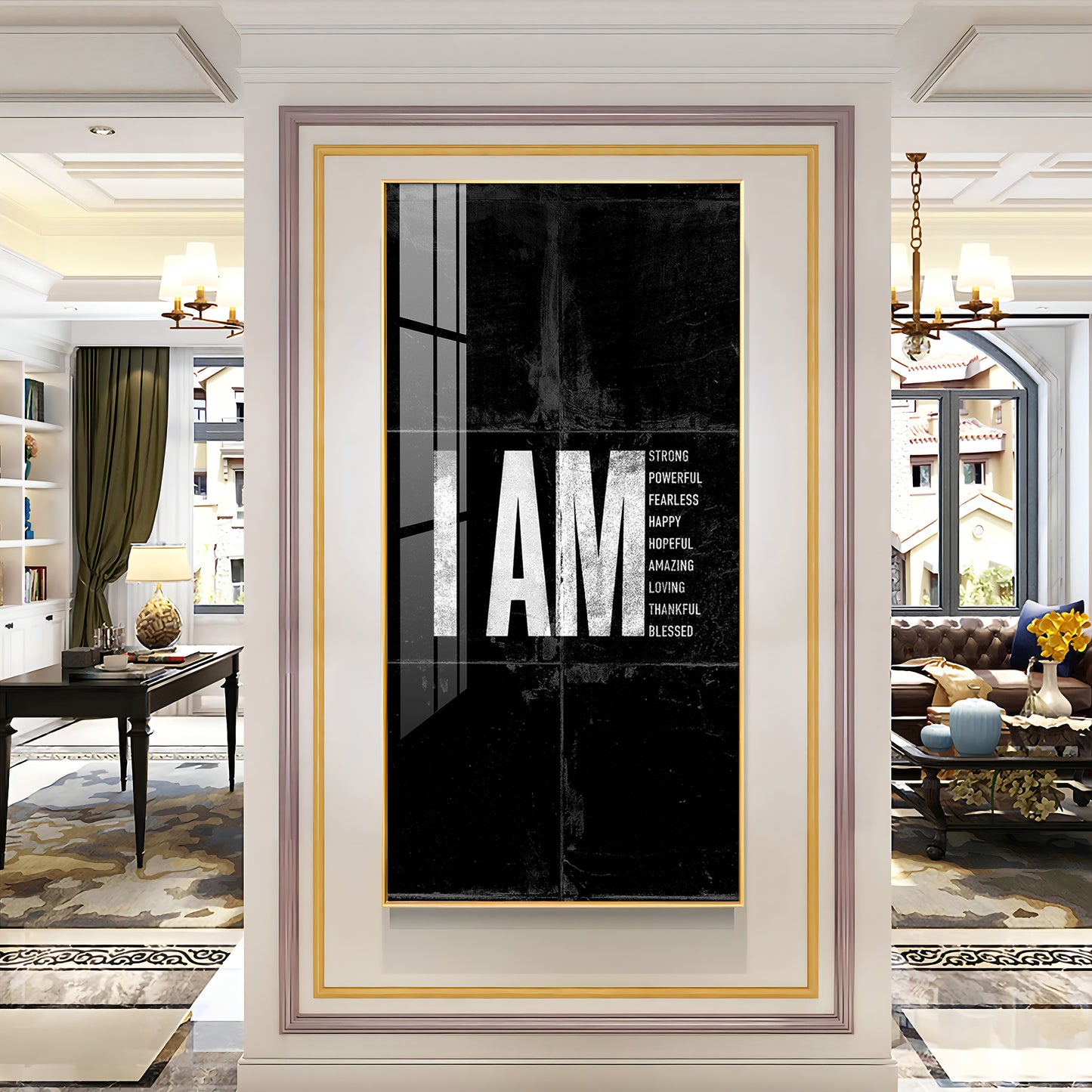 Clean Lines Motivational Glass Finish Vertical Wall Art