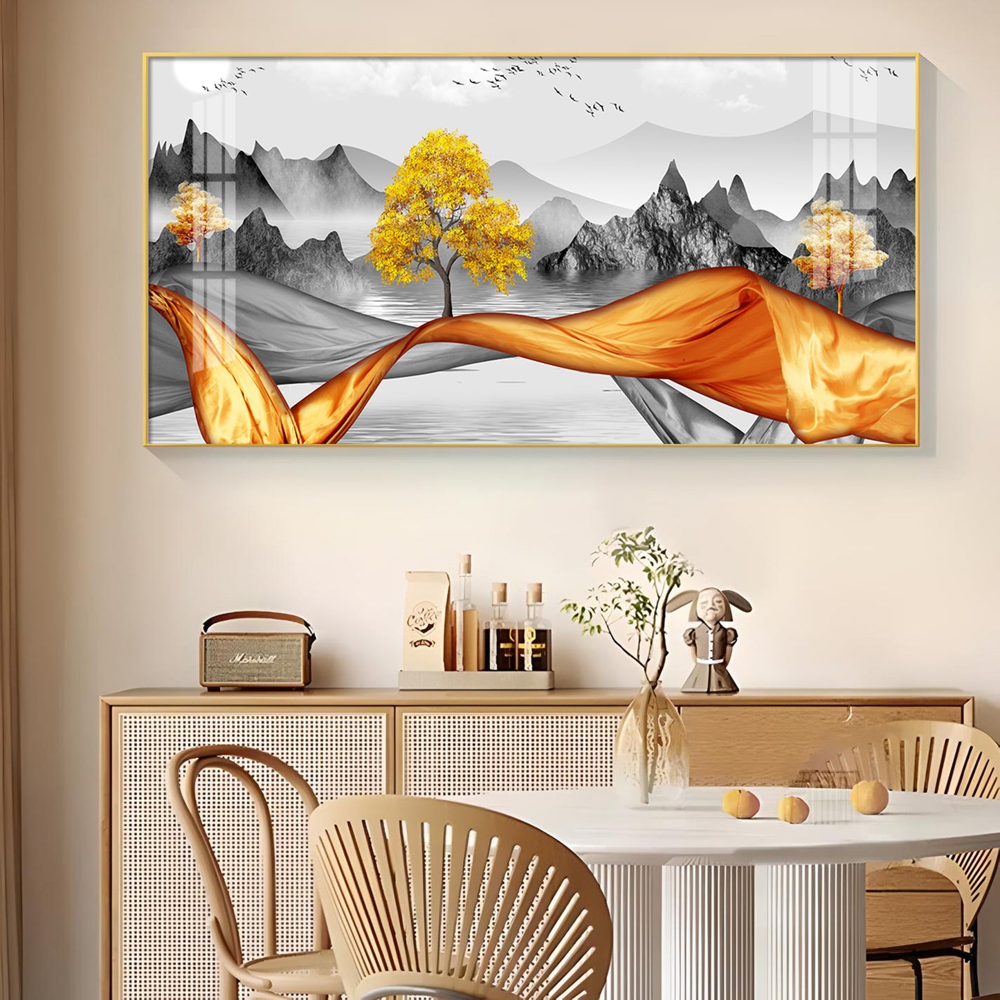 Autumnal Elegance Glass Finish Horizontal Wall Art