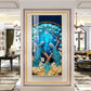 Peacock On Tree Branch Glass Finish Vertical Wall Art
