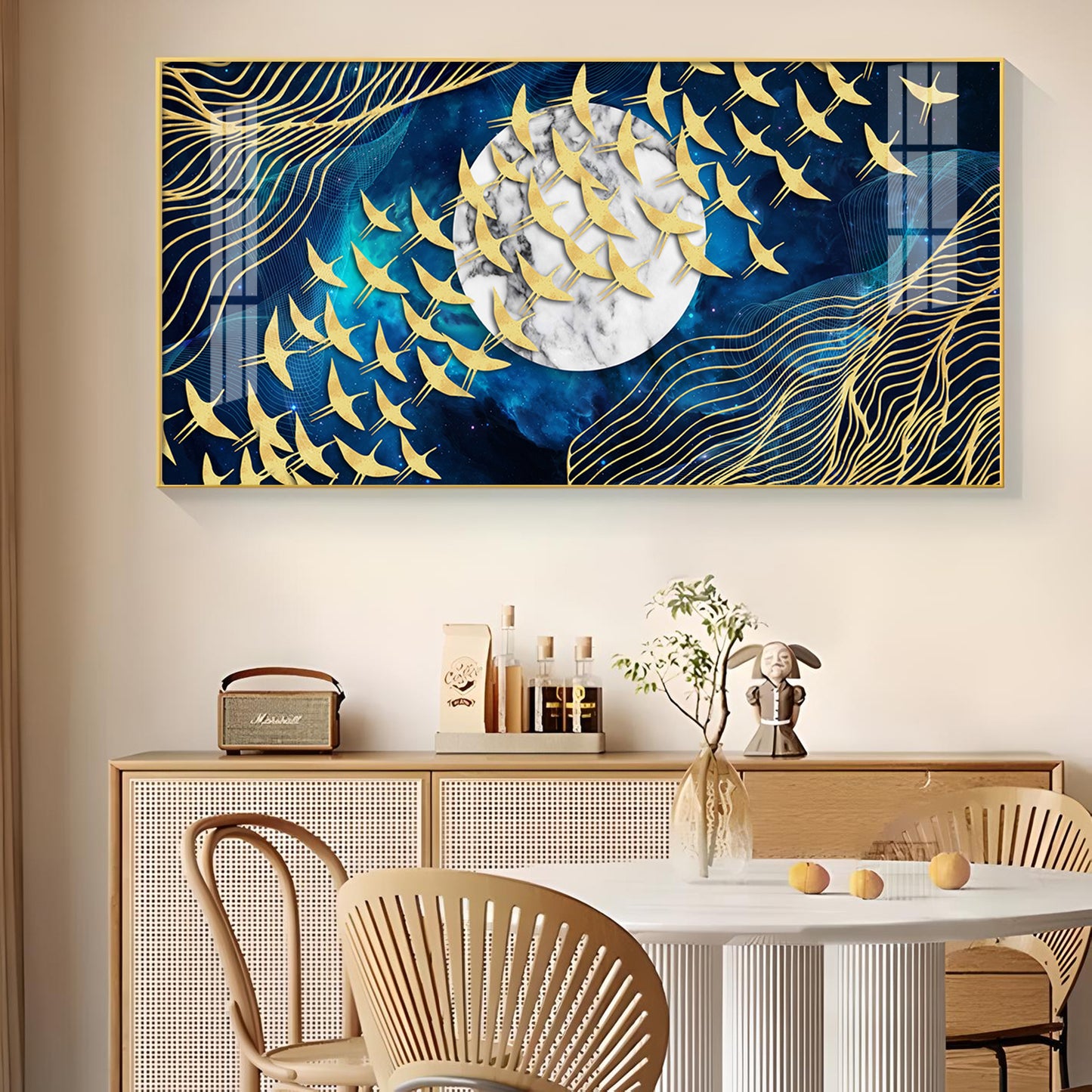 Gilded Skyward Flock Glass Finish Horizontal Wall Art