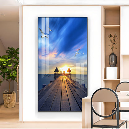 Seagull's Haven Glass Finish Vertical Wall Art