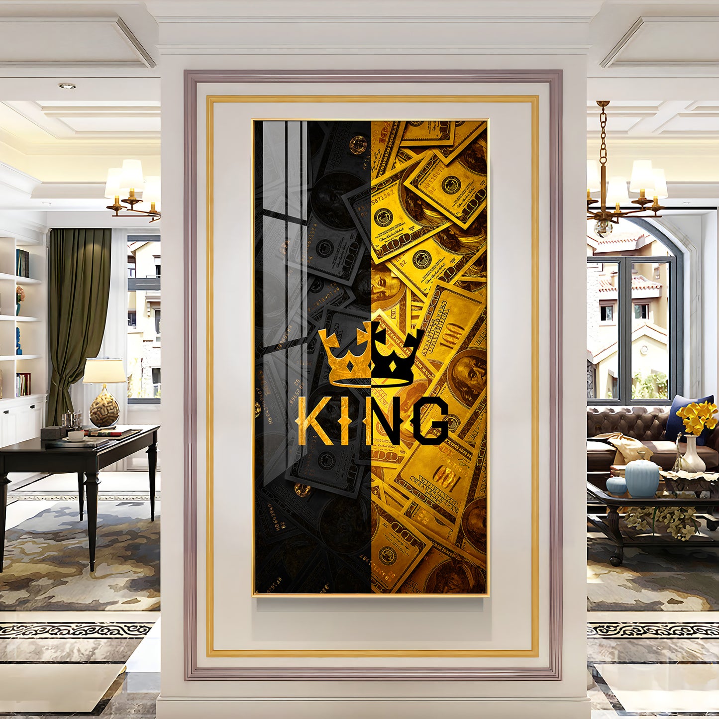 King Motivational Glass Finish Vertical Wall Art