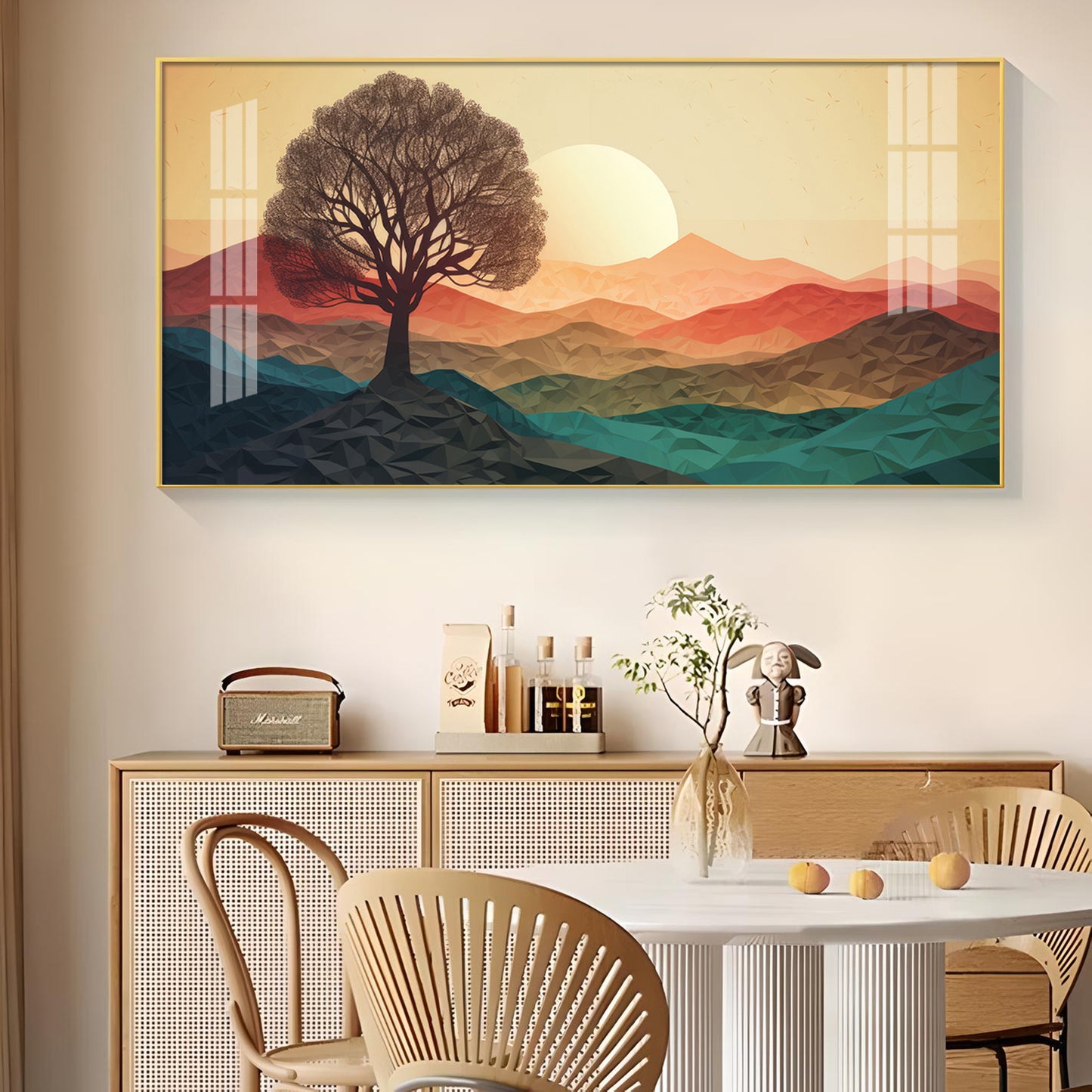 Majestic Sunlit Forest Glass Finish Horizontal Wall Art