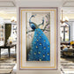 Dual Peacock Serenity Glass Finish Vertical Wall Art