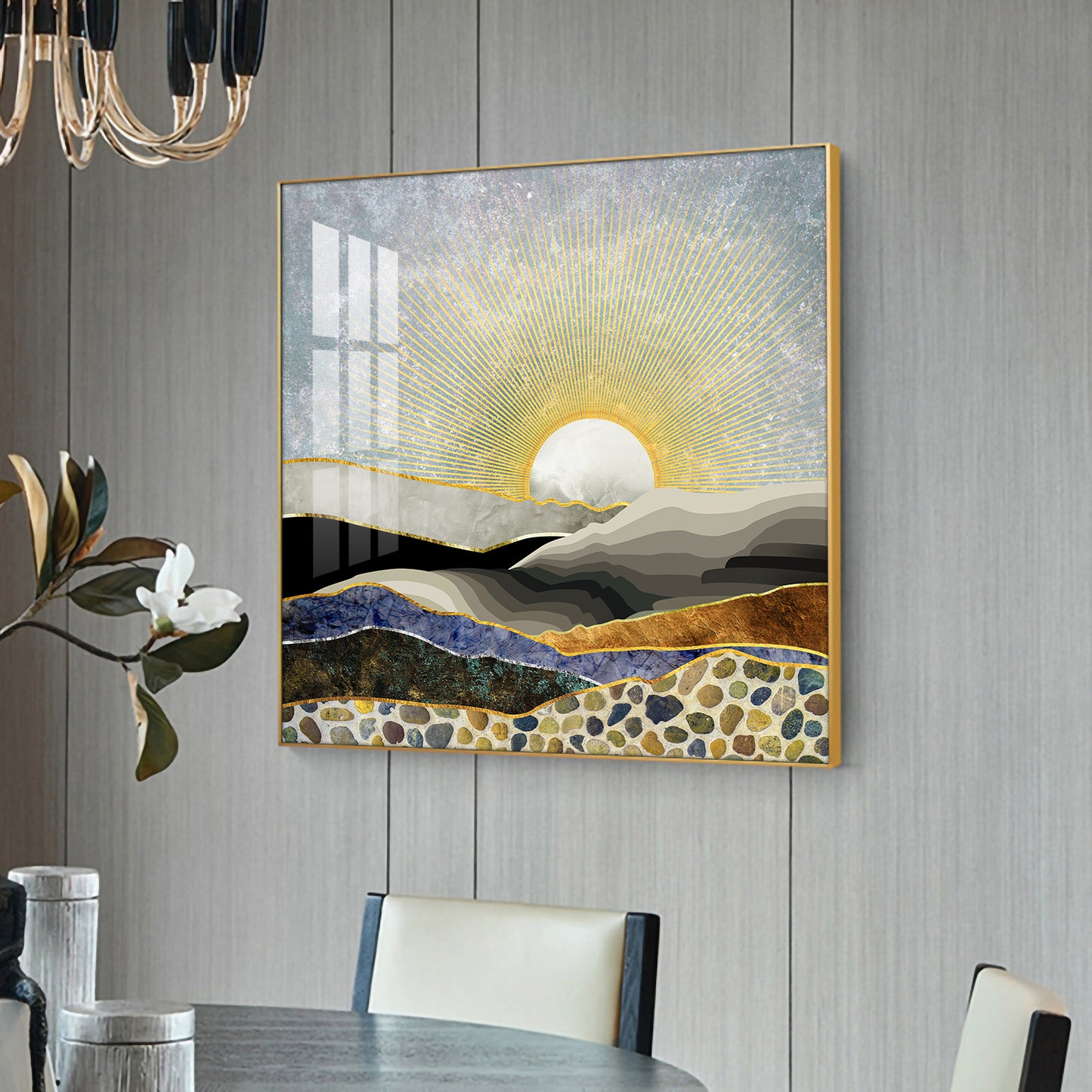 Evening Glow Glass Finish Square Wall Art