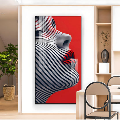 Stripes of Distinction Glass Finish Vertical Wall Art