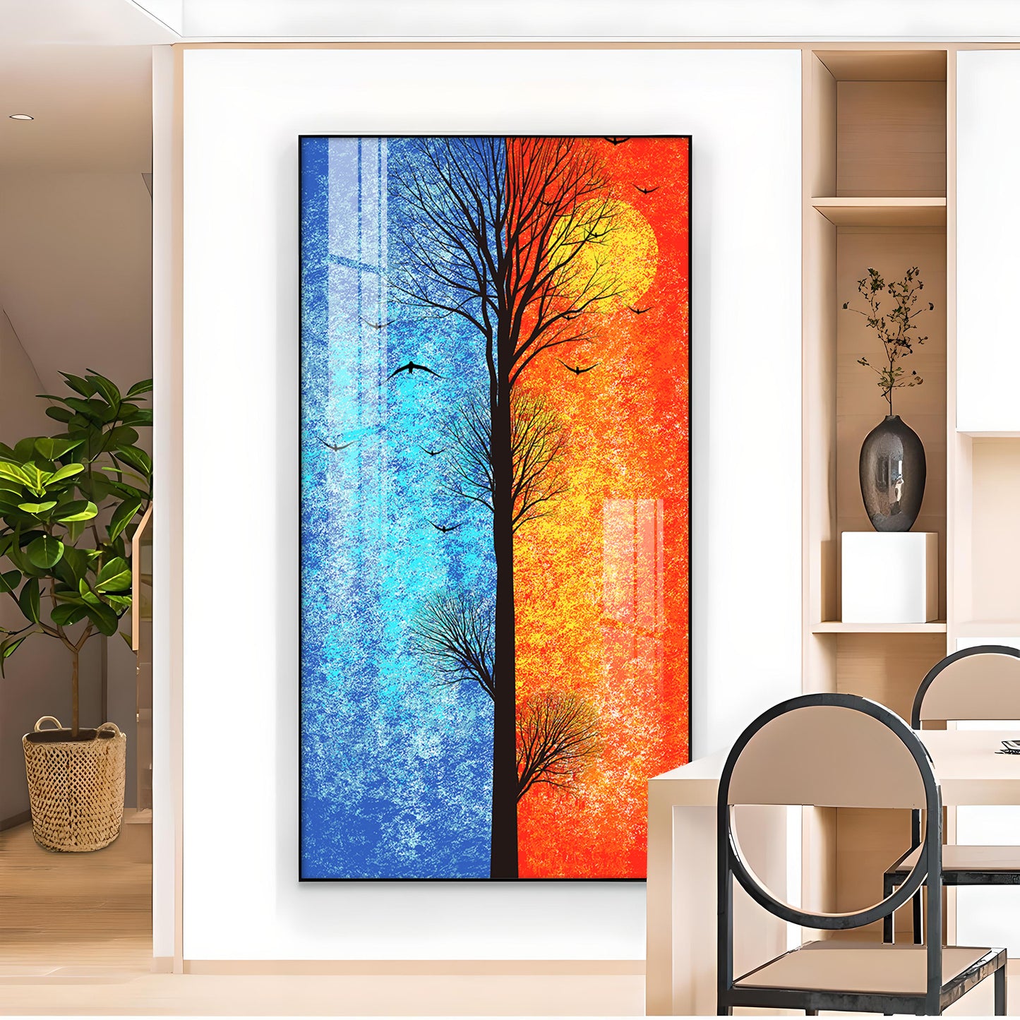 Tranquil Heights Glass Finish Vertical Wall Art