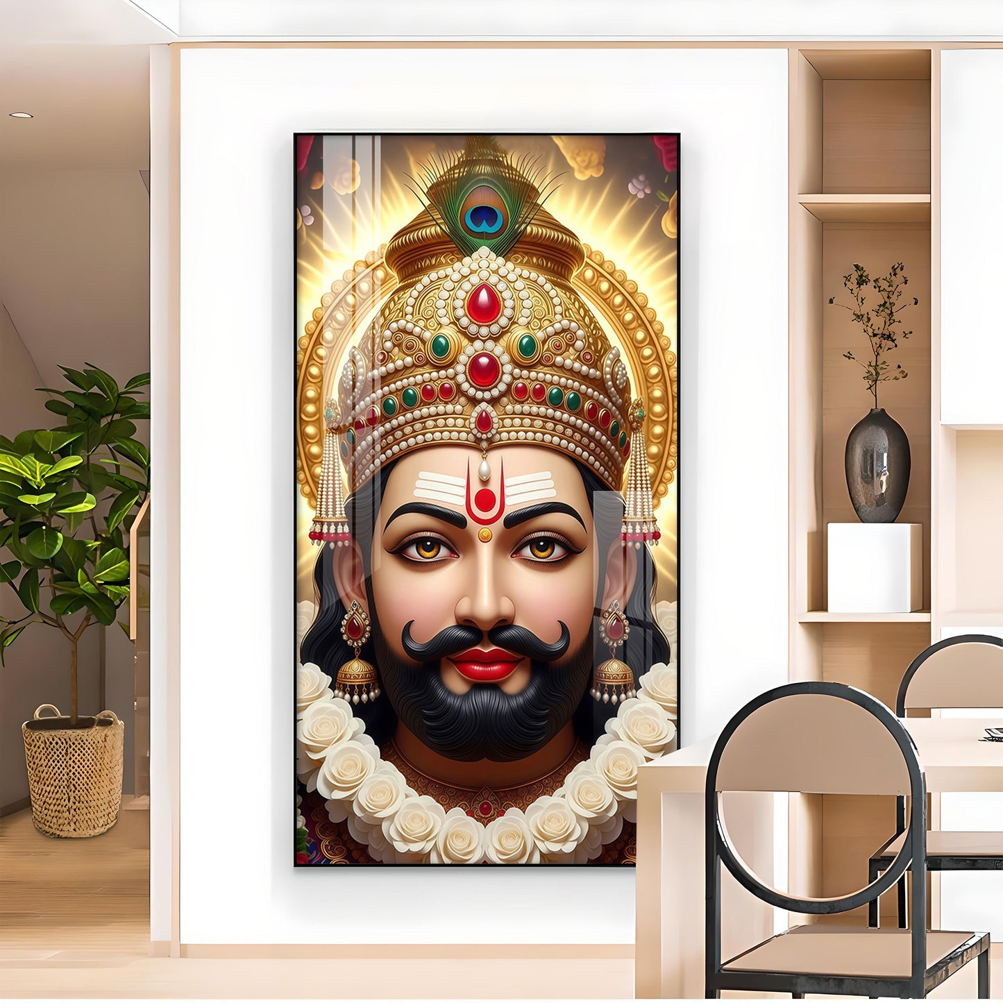 Jai Shri Shyam Baba Glass Finish Vertical Wall Art