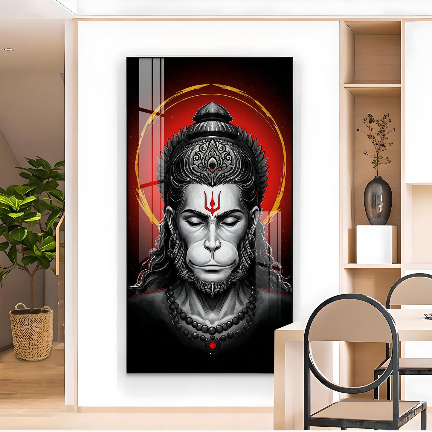 Ram Bhakat Bajarang Bali Glass Finish Vertical Wall Art
