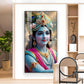Lord Jai Shri Krishna Glass Finish Vertical Wall Art