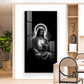 Jesus Black and White Glass Finish vertical Wall Art
