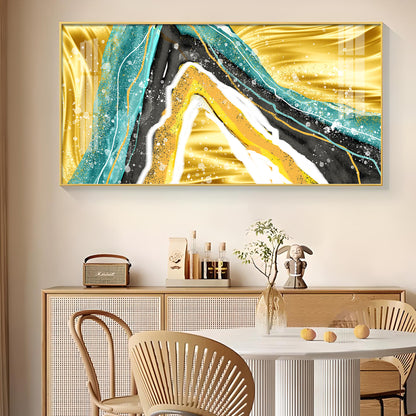 Colorful Marble Finish Glass Finish Horizontal Wall Art