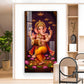 Hindu God Ganesh Glass Finish Vertical Wall Art