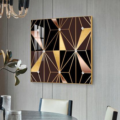 Geometric Glamour Glass Finish Square Wall Art