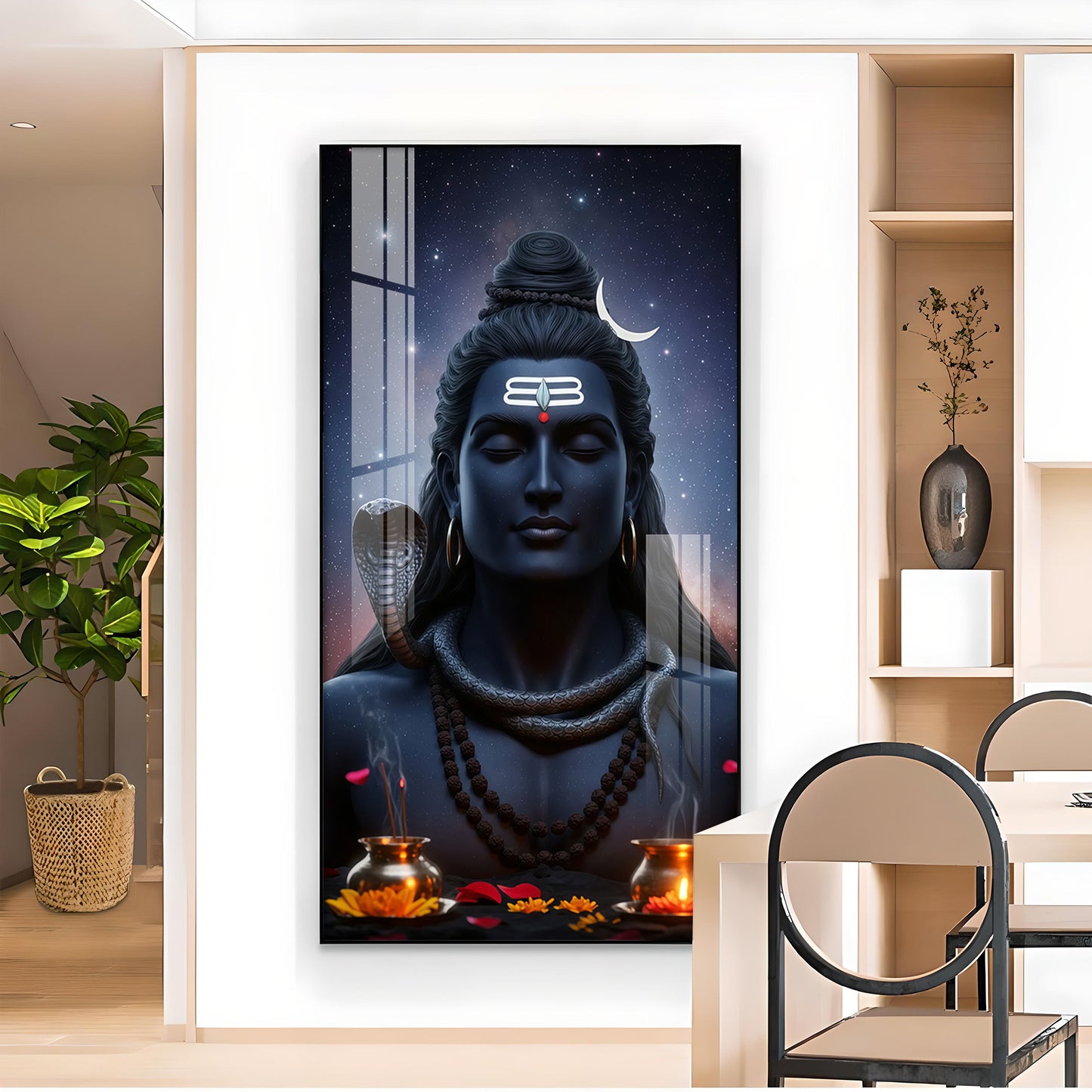 Lord Shiva Adiyogi Darshan Glass Finish Vertical Wall Art