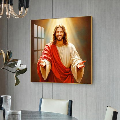 God jesus Glass Finish Square Wall Art