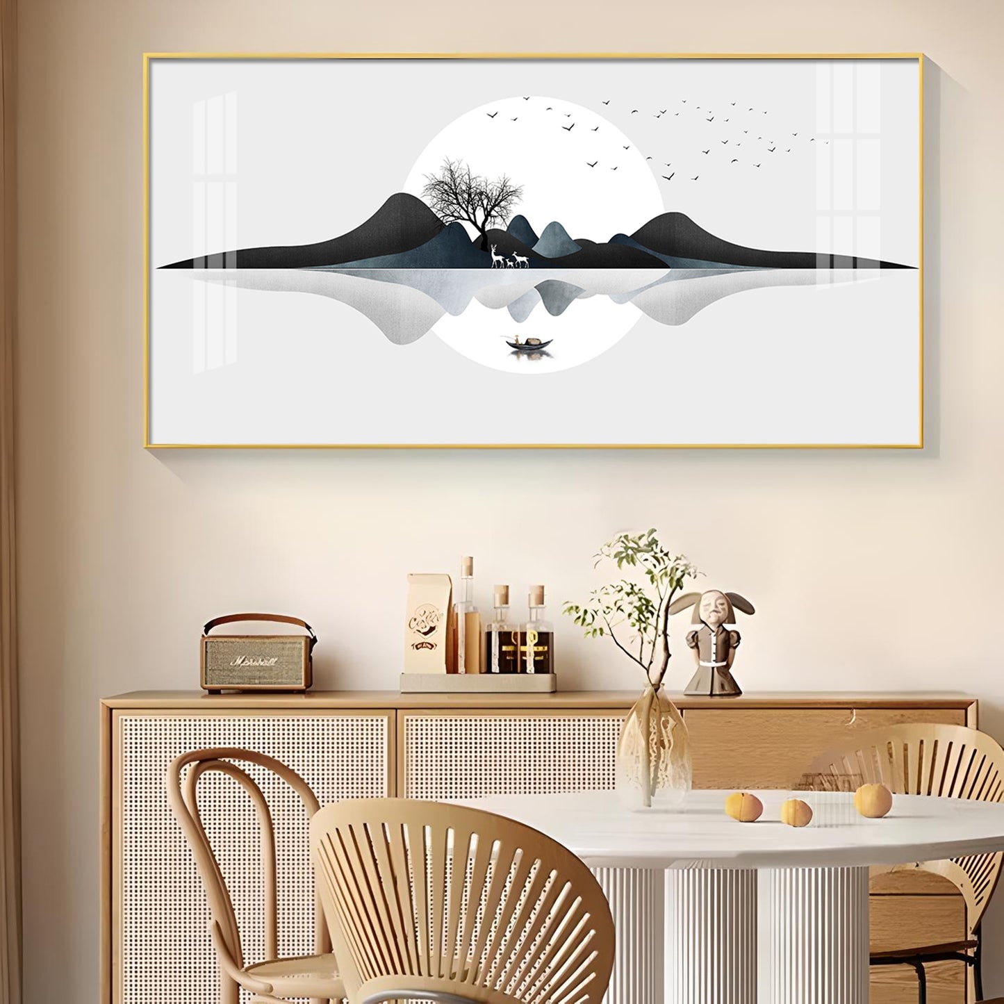 Watercolor Mountains Glass Finish Horizontal Wall Art