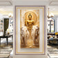 Meditating Budha With Alpha Elephant Glass Finish Vertical Wall Art