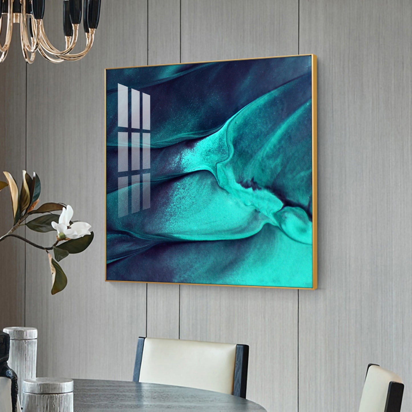 Azure Wave Masterpiece Glass Finish Square Wall Art