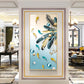 Majestic Blue-Gold Bird Glass Finish Vertical Wall Art